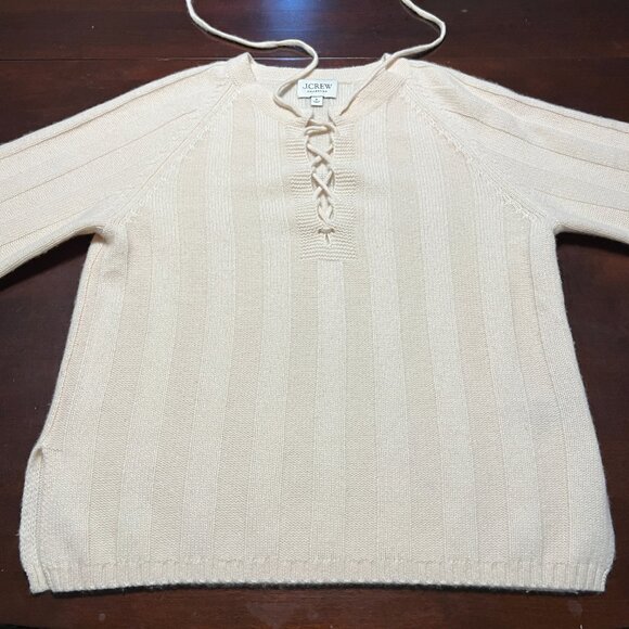 J CREW COLLECTION CASHMERE LACE UP POPOVER SIZE M - Picture 4 of 10